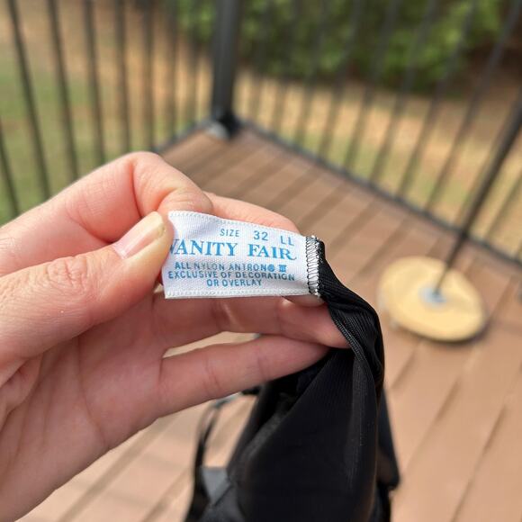 Vintage 70s Vanity Fair Black Nylon Side Slit Minimalist Maxi Slip XS S - Picture 7 of 7